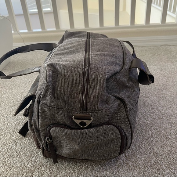 Cutter & Buck Brown Leather Blue Interior Travel Carry-on Duffel Bag - Picture 5 of 13